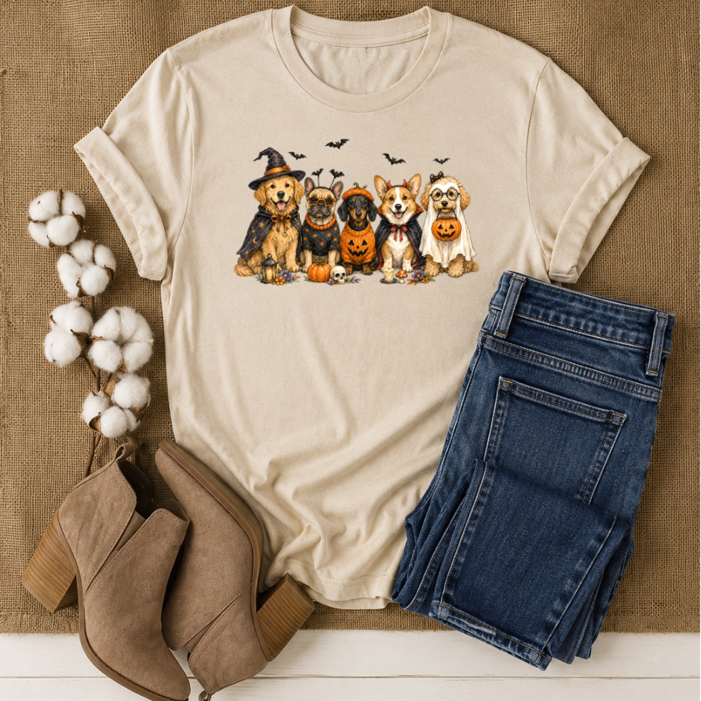 Halloween Dogs Graphic Tee | Cute Spooky Dog Lover Fall Shirt