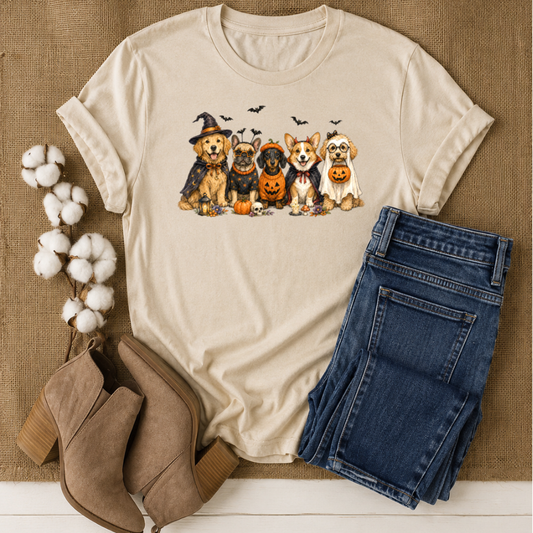 Halloween Dogs Graphic Tee | Cute Spooky Dog Lover Fall Shirt